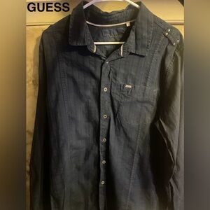 Guess Dark Blue Button-Up Shirt XL